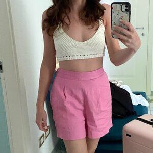 Madewell Pink Cotton-Linen Blend Shorts